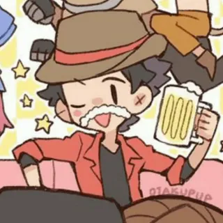 ☔️ otakupup cartoon, character, beer, hat, mustache telegram sticker