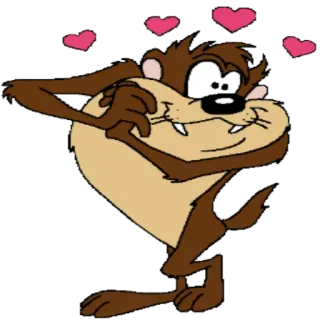 😍 Taz Looney Tunes Cartoon, Taz, Looney Tunes, Tasmanian Devil, Heart, Love, Cute telegram sticker