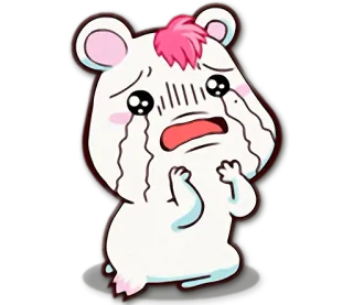😥 llorando, triste, hámster, dibujos animados, lágrimas, kawaii, lindo whatsapp sticker