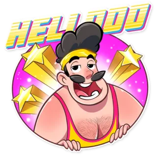 👋 HELLLOOO 남자, 별, 행복, 만화, 분홍 telegram sticker