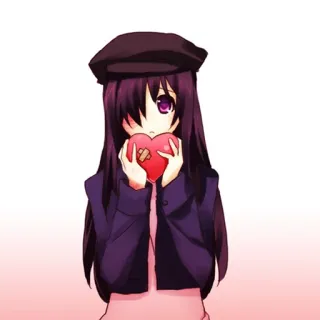 ❤ Anime, Garota, Coração, Amor, Fofo telegram sticker