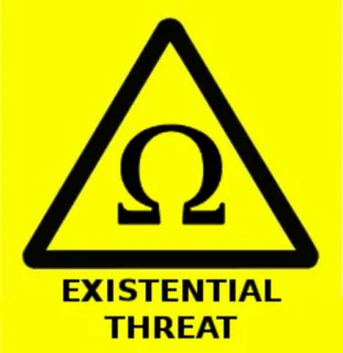 💀 EXISTENTIAL THREAT экзистенциальный, угроза, предупреждение, опасность, омега, знак telegram sticker