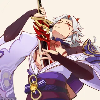 💠 Arataki Itto Genshin Impact Anime, Arataki Itto, Genshin Impact, Pedang, Karakter whatsapp sticker
