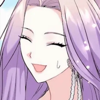 ✨ femme, anime, manga, cheveux violets, sourire, dessin animé telegram sticker