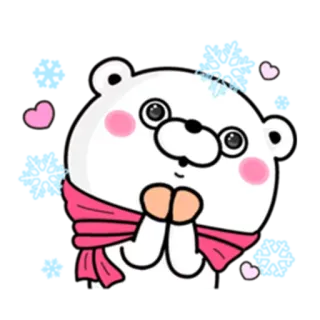 💕 bear, cute, kawaii, scarf, hearts, pleading telegram sticker