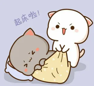 🍓 起床啦! kucing, kartun, lucu, bangun, pagi whatsapp sticker