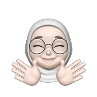 🦴 Avatar, Emoji, Frau, Hijab, Brille, Cartoon telegram sticker