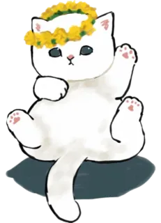 👋 cat, kitten, flowers, cute, animal, drawing telegram sticker