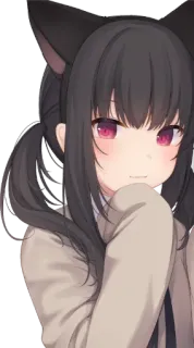 😽 Anime, cô gái mèo, dễ thương, tai, Manga telegram sticker