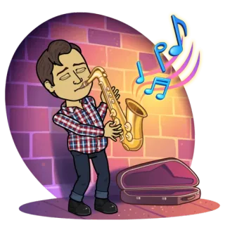 🎷 saxofone, música, instrumento, jazz, músico, Bitmoji telegram sticker