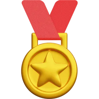 🥇 medaglia, oro, stella, premio, successo, nastro whatsapp sticker