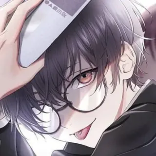 😝 chłopak anime, okulary, język, nastolatek, słodki, portret telegram sticker