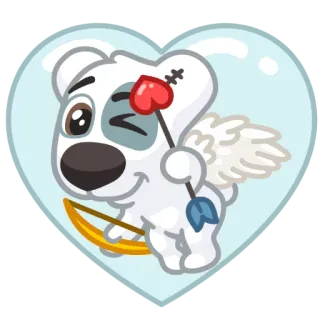 😇 stiker, kartun, anjing, cupid, hati, cinta, panah, hari valentine whatsapp sticker