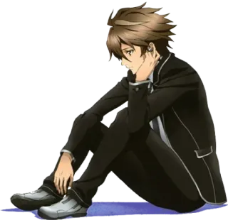 🦋 Anime, Anak laki-laki, Duduk, Melankolis, Murung, Kartun telegram sticker