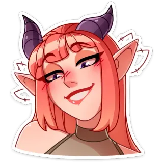 ☺️ demon, horns, anime, fantasy, woman, sticker telegram sticker