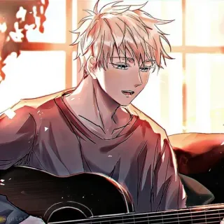 💠 Anime, Chico, Guitarra, Música, Arte whatsapp sticker