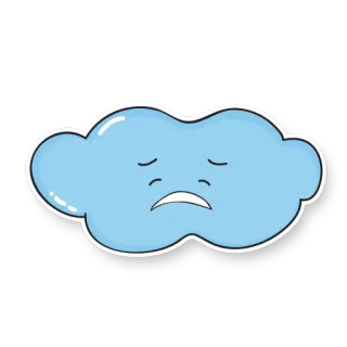 😞 Wolke, traurig, Wetter, Cartoon, Sticker, blau whatsapp sticker