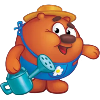 😊 dibujos animados, oso, jardinería, regadera, lindo, personaje whatsapp sticker