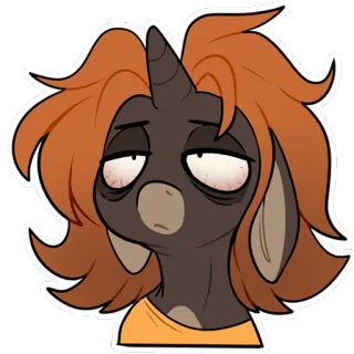 😞 Dessin animé, Licorne, Fatigué, Somnolent, Jument, Cheval, Mignon telegram sticker
