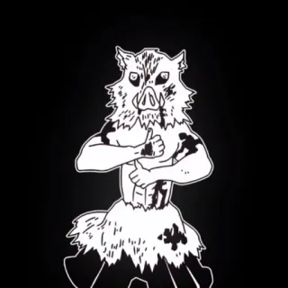 🌑 Inosuke Hashibira Demon Slayer Anime, Cinghiale, Pollice su, Spada telegram sticker