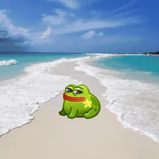 🌟 strand, frosch, cartoon, aufkleber telegram sticker