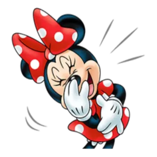 🤣 Minnie Mouse cartoon, mouse, red, white, polka dots, happy, laughing whatsapp sticker