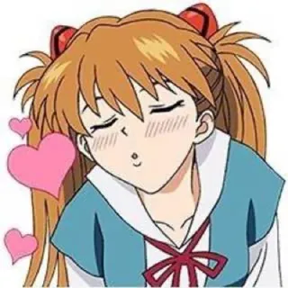 ❤️ Asuka Langley Soryu Neon Genesis Evangelion Anime, Hati, Lucu, Gadis, Kartun, Cium telegram sticker