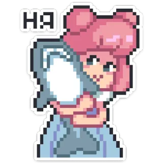 🦈 Ha pixel art, carino, cartone animato, rosa, ragazza, anime, pixelato, fan art telegram sticker