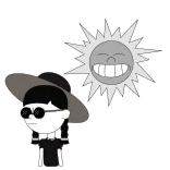 ☀️ sole, donna, cappello, occhiali da sole, cartone animato, personaggio, illustrazione whatsapp sticker