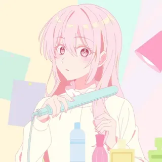 🌷 Anime Mädchen, pinke Haare, Frisur, süß, Cartoon, Schönheit, Illustration telegram sticker