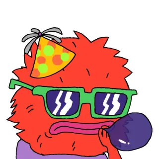 😥 kreskówka, potwór, impreza, świętowanie, okulary, kapelusz telegram sticker