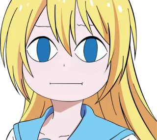 😍 chica anime, dibujo animado, pelo rubio, ojos azules, cara graciosa, linda telegram sticker