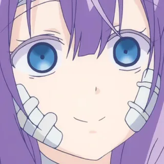 🙂 anime, girl, purple hair, bandages whatsapp sticker