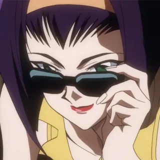❤️ Faye Valentine Cowboy Bebop faye valentine, cowboy bebop, anime, keren, kacamata hitam, karakter telegram sticker