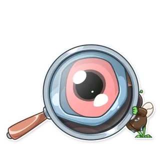 👁 lupa, olho, investigação, busca, curiosidade, desenho animado telegram sticker