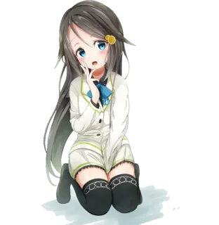 😦 Anime, Ragazza, Carina, Seduta, Illustrazione telegram sticker