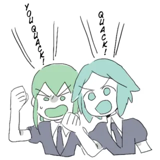 😡 YOU QUACK! QUACK! anime, cartoon, screaming, annoyed, shouting, anger telegram sticker
