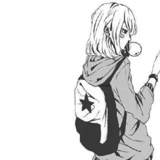 😐 anime, manga, ragazza, gomma da masticare, schizzo, zaino telegram sticker