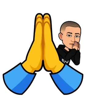 🌟 tangan, berdoa, Bitmoji, kartun, karakter telegram sticker