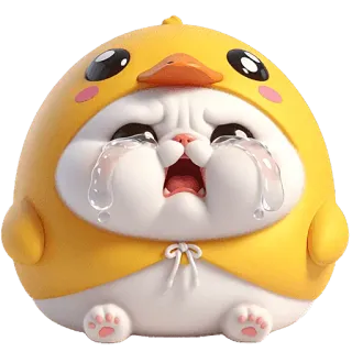 😭 kot, kaczka, płacz, słodki, smutny, zwierzę, kawaii, chibi telegram sticker