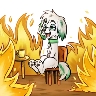 🔥 cachorro, fogo, desenho animado, meme, tudo bem telegram sticker