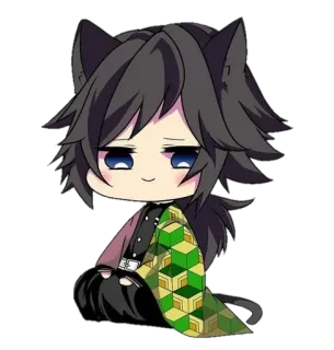 🌟 Giyu Tomioka Demon Slayer Anime, Demon Slayer, Giyu Tomioka, Chibi, Orejas de gato telegram sticker