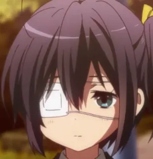 😒 Rikka Takanashi Love, Chunibyo & Other Delusions! anime, character, rikka takanashi, chunibyo, eye patch telegram sticker