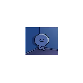 😌 cartoon, sad, blue, lonely, corner, cute telegram sticker