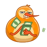 🤑 uang, burung, kekayaan, kaya, kartun, oranye whatsapp sticker