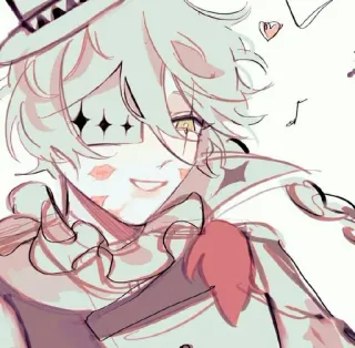 🥰 badut, gaya anime, topi, kedipan mata, rambut putih, hiburan telegram sticker