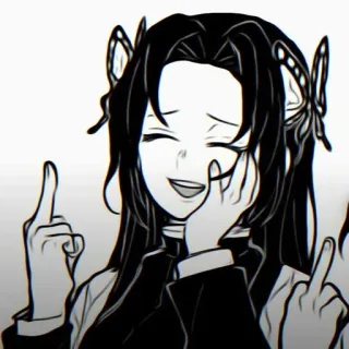 🌸 Kanae Kocho Demon Slayer Anime, Demon Slayer, Kanae Kocho, Jari tengah, Ofensif, Kasar, Stiker whatsapp sticker