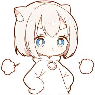 🤨 Anime, Chat, Mignon, Chibi, Colérique, Dessin animé, Autocollant telegram sticker