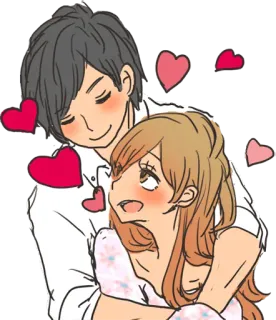 😍 amor, casal, romance, anime, desenho animado, corações, afeição telegram sticker