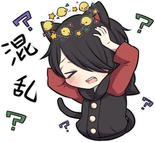 😵 混乱 Anime, Kucing, Tanda tanya, Bingung, Kawaii, Karakter telegram sticker